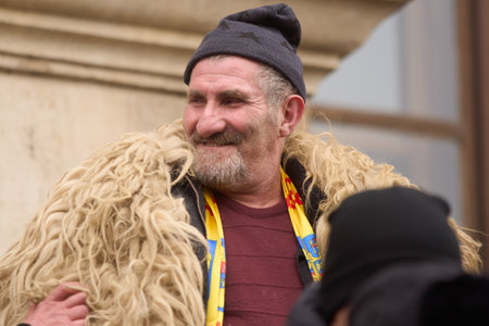 Bucharest, Romania. 30th Dec, 2024: Supporters of Calin Georgescu, winner of the first round of the presidential election, annulled by the CCR, protests in front of the Bucharest Court of Appeal.のeditorial素材