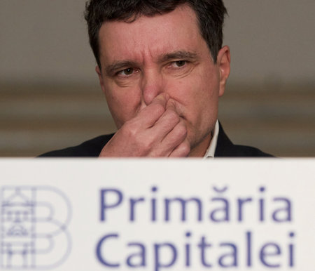 Bucharest, Romania. 31th Jan, 2025: Nicusor Dan, the General Mayor of Bucharest, holds a press conference about the Bucharest budgetのeditorial素材