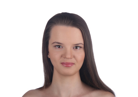 A beautiful woman, portrait isolated on white backgroundの写真素材