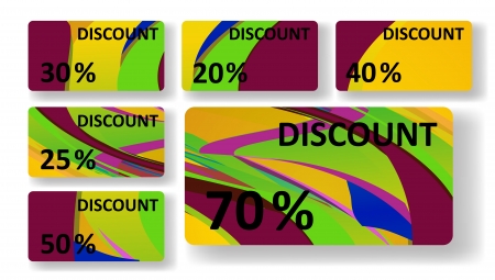 Retro discount cards, colorful digital Illustration.のイラスト素材