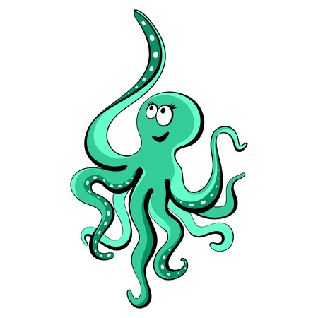 Octopus cartoon on white backgroundのイラスト素材