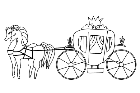 Carriage for princess isolated illustration. Vector coloring page for kidsのイラスト素材