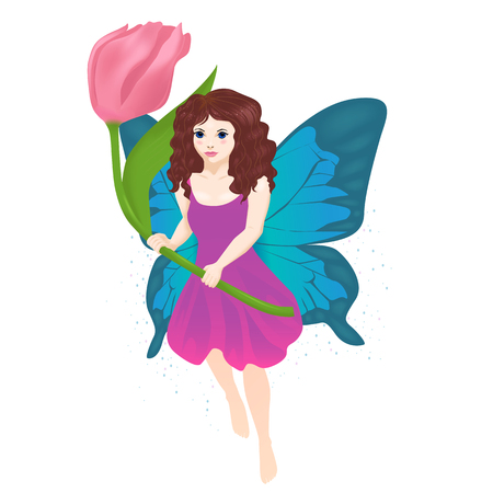 Vector illustration of little fairy girl isolatedのイラスト素材