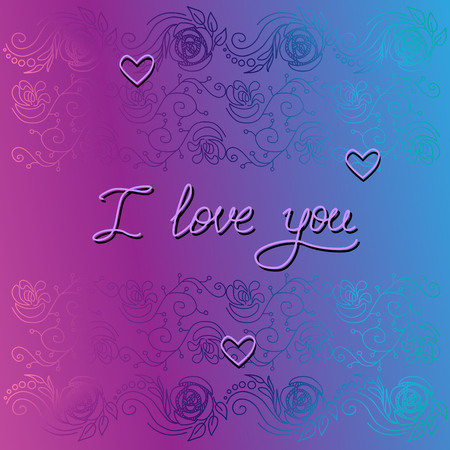 Word I love you hand drawn vector illustrationのイラスト素材