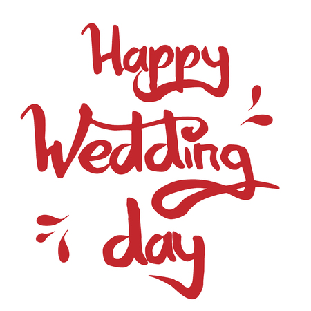 Happy wedding day lettering vector illustrationのイラスト素材