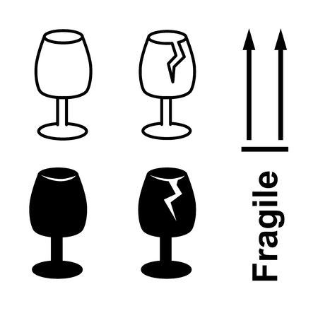 Set of Fragile signs for package vectorのイラスト素材