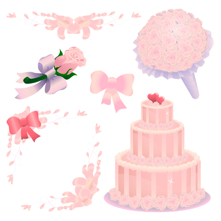 Set of wedding icons vector for invitationsのイラスト素材