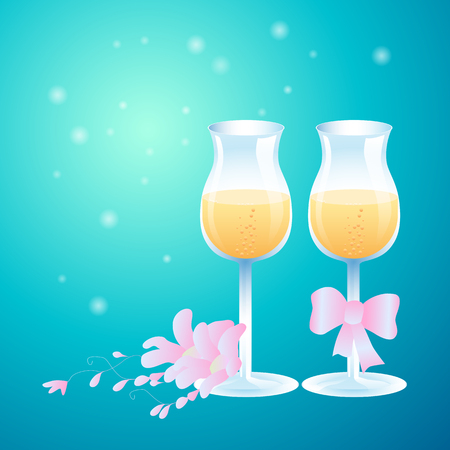 Two wine glass champign vector illustrationのイラスト素材