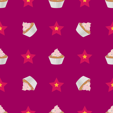 Cupcake seamless pattern vector illustrationのイラスト素材