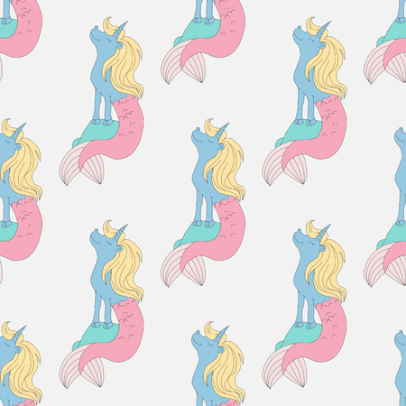 Unicorn mermaid seamless pattern vector illustrationのイラスト素材