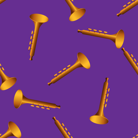 musical trumpet isolated seamless pattern vector illustrationのイラスト素材
