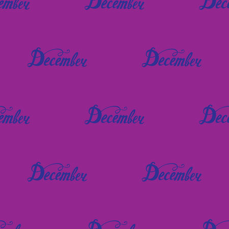 Seamless pattern of word December lettering. Hand written lettering pattern for calendar backdropのイラスト素材