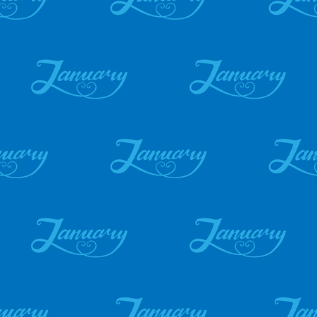 Seamless pattern of word January lettering. Hand written lettering pattern for calendar backdropのイラスト素材