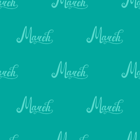 Seamless pattern of word March lettering. Hand written lettering pattern for calendar backdropのイラスト素材