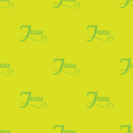 Seamless pattern of word June lettering. Hand written lettering pattern for calendar backdropのイラスト素材