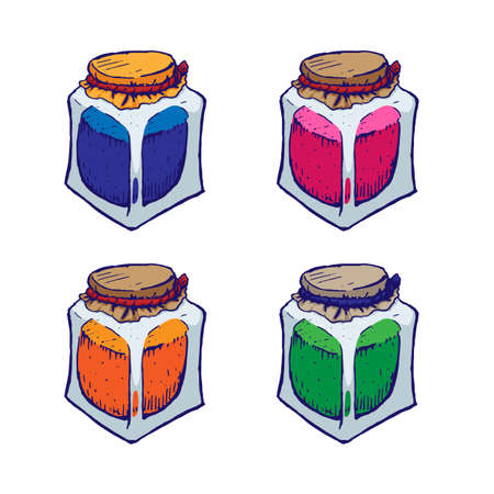 Set of alchemy bottles isolated on white background. Vector game itemsのイラスト素材