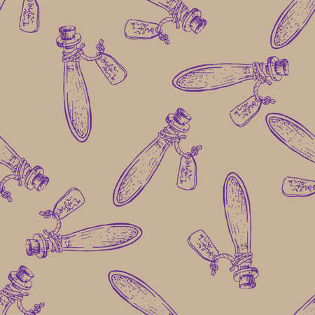 Seamless vector pattern of fantasy alchemy potion tubeのイラスト素材