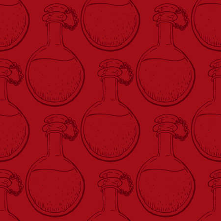 Seamless vector pattern of vintage alchemy bottleのイラスト素材