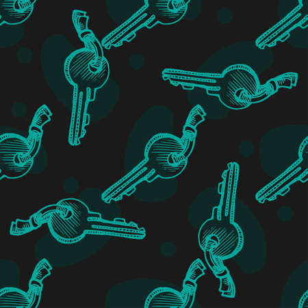 Seamless pattern of keys. hand drawn vector illustration for print or web designのイラスト素材