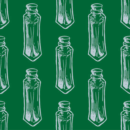 Seamless vector pattern of vintage alchemy bottleのイラスト素材