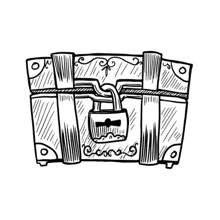 Hand drawn vector illustration of chest isolated on white backgroundのイラスト素材