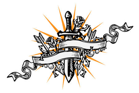 Vector illustration on white background. Vintage composition for printのイラスト素材