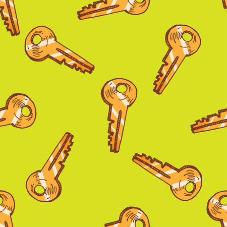 Seamless pattern of keys. hand drawn vector illustration for print or web designのイラスト素材