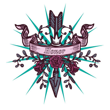 Vector illustration on white background. Vintage composition for printのイラスト素材