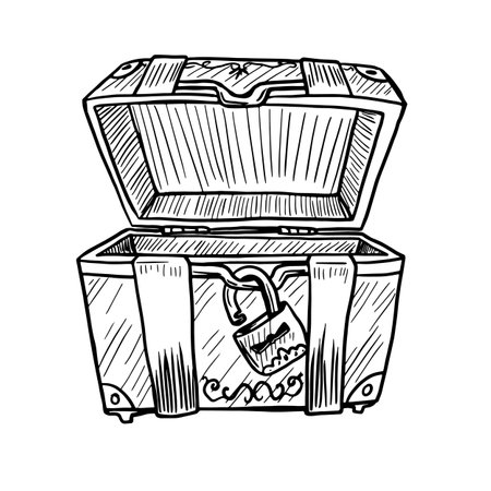 Hand drawn vector illustration of chest isolated on white backgroundのイラスト素材