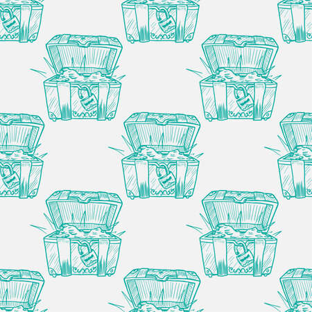 seamless pattern of hand drawned chest on white backgroundのイラスト素材