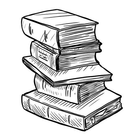 Hand drawn books stack isolated on white background vector illustrationのイラスト素材
