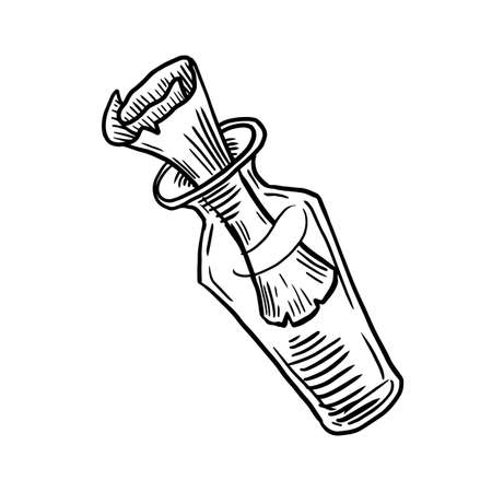 Massage in a bottle hand drawn vector illustration isolated on white backgroundのイラスト素材