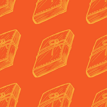 Seamless pattern of old diary vector illustration on orange backgroundのイラスト素材