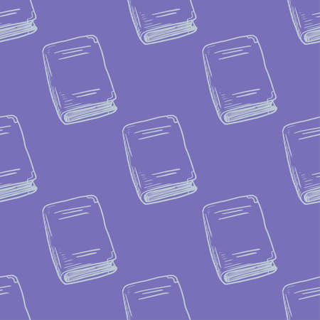 Seamless pattern of book vector illustration on purple backgroundのイラスト素材