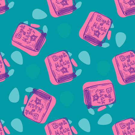 Seamless pattern of magic book vector illustrationのイラスト素材