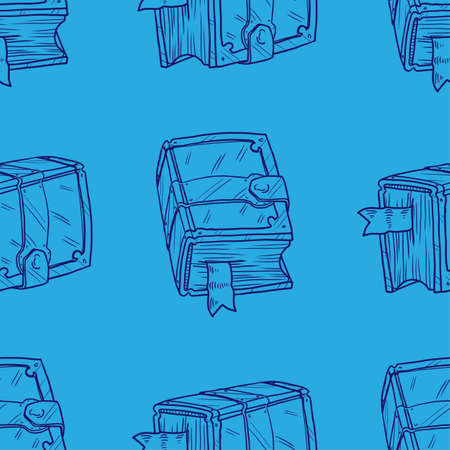 Seamless pattern of books vector illustration on blue backgroundのイラスト素材