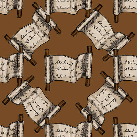 Scroll paper seamless pattern vector illustrationのイラスト素材