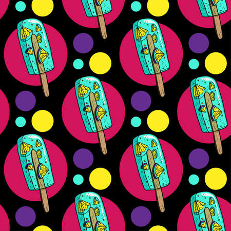 citrus fruit ice vector illustration seamless pattern