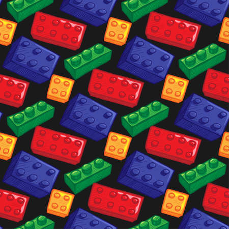 Plastic block vector illustration of children toy seamless patternのイラスト素材