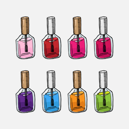 Set of nail polish vector on white backgroundのイラスト素材