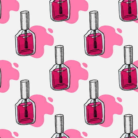 nail polish sketch vector seamless patternのイラスト素材