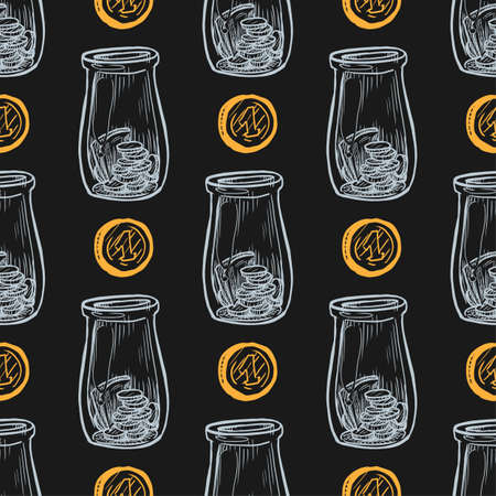 Tip jar vector seamless patternのイラスト素材