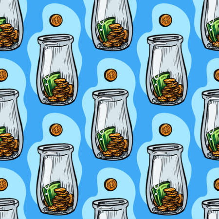 Tip jar vector seamless patternのイラスト素材