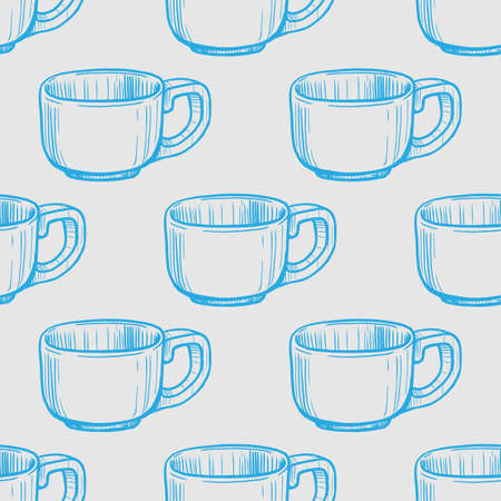 cup vector illustration seamless patternのイラスト素材