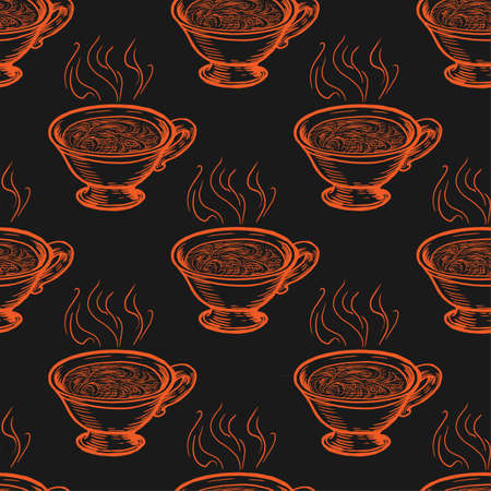 Coffee cup vector seamless patternのイラスト素材