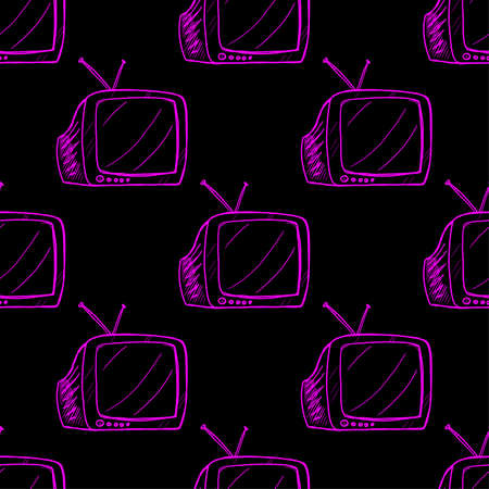 Old tv vector seamless patternのイラスト素材