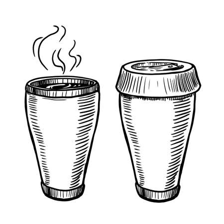 Coffee cup vector illustration on white backgroundのイラスト素材