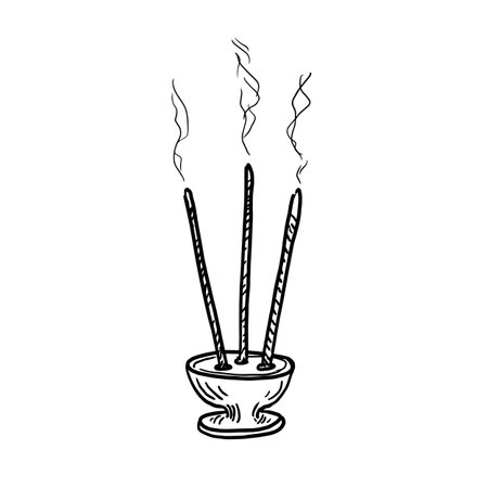 Burning incense sticks vector illustration isolated on white backgroundのイラスト素材