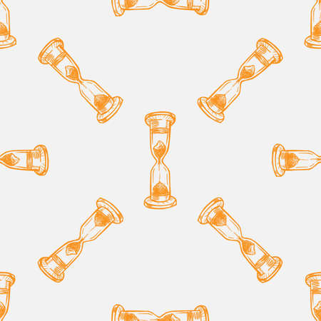 Hourglass vector seamless pattern on white backgroundのイラスト素材