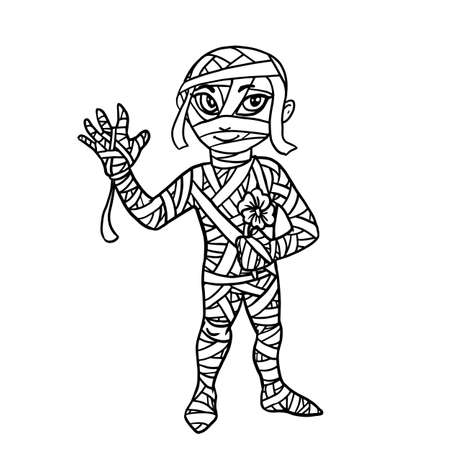 Friendly mummy vector illustration on white backgroundのイラスト素材